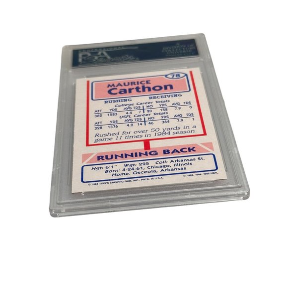 1985 Topps USFL #78 Maurice Carthon PSA 10 GEM MINT - Picture 9 of 9